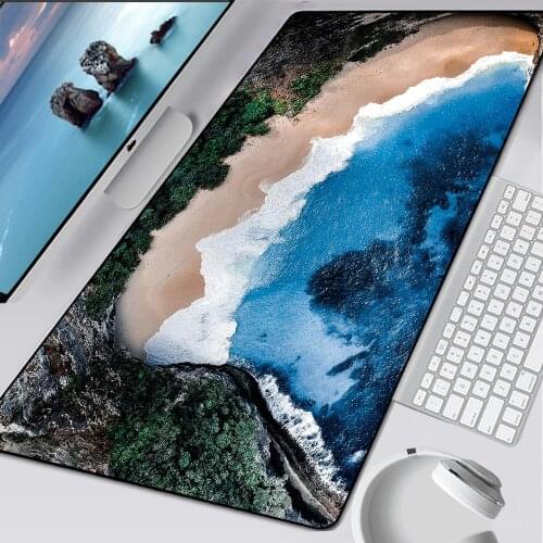 Seaside Beach 90x40CM Large Gaming Keyboard Mouse Pad Computer Gamer Tablet Desk Mousepad with Edge Locking XL Office Mice Mats