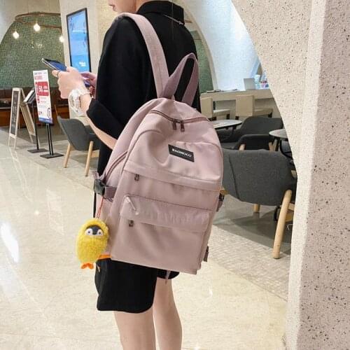 Campus Backpack Women Solid Color For Teenage Girls Preppy Style School Bag Cute Nylon Waterproof Book Bag Female Ladies Bagpack