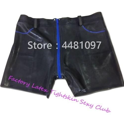 Sexy Latex Underwear Womens Boxer Panties With Pockets Crotchless Rubber Shorts Lingerie With Crotch Zip For Females Plus Size