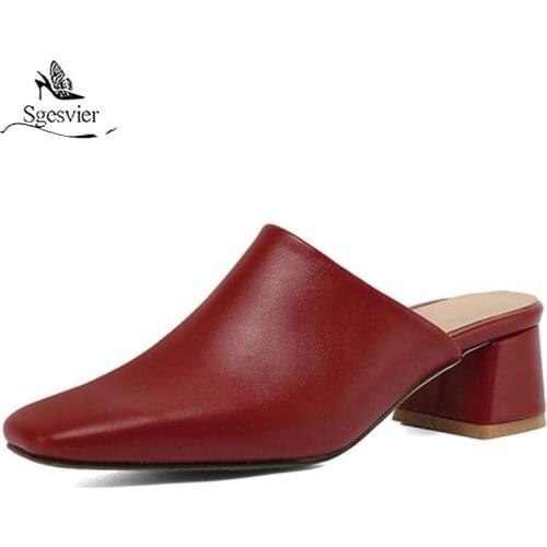 Sgesvier 2021 Plus Size 34-50 Women Pumps Square Toe Thick Heel Solid Colors Casual Party Shoes Women High Heel Shoes