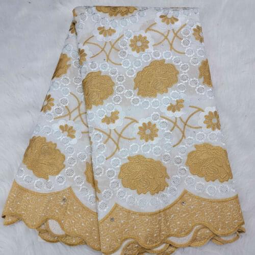 Swiss Lace Fabric 2020 Latest Heavy Beaded Embroidery African Cotton fabrics Swiss Voile Lace Popular Dubai Style 5yards