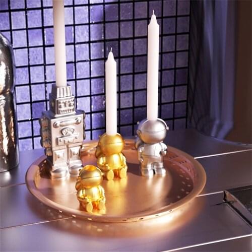 Silicone Candlestick Mould Astronaut Shape Concrete Candle Holder Mold Handmade Clay Nordic Decoration Tools