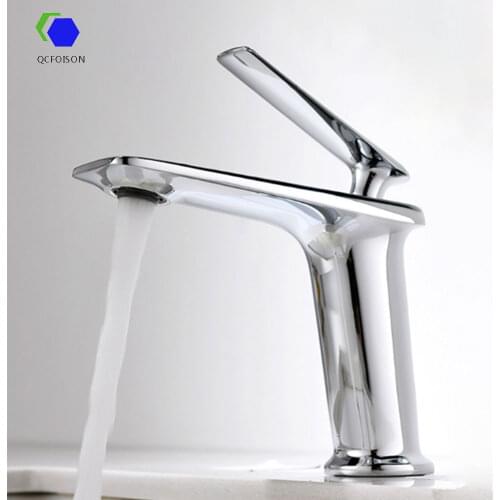 QCFOISON bathroom chrome household Water mixing tap for wash basin short small brass wash hands spout washbasin faucet