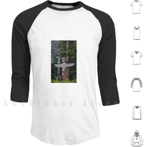 Totem Poles Hoodies Long Sleeve Wood Wooden Totem Poles Poles Stanley Park Park British Canada Aboriginal