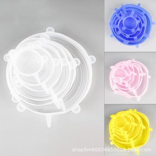 6Pcs/Set Vacuum Silicone Food Bag Reusable Food Wrap Plastic Bag Food Sealed Plastic Wrap Bowl Cover Vacuum Cap