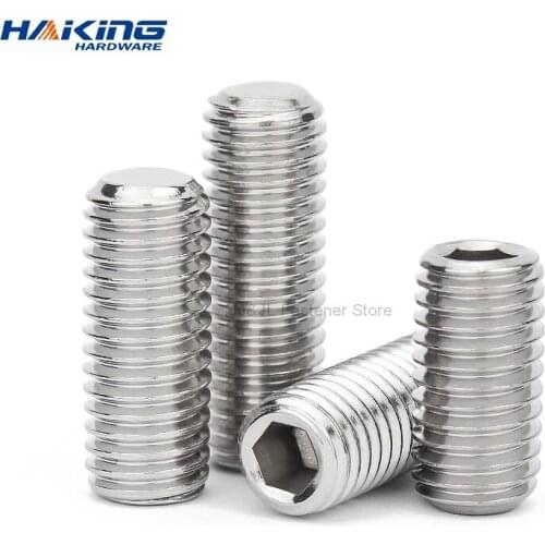 Hexagon Hex Socket Set Screw Flat Point Allen Head Grub Screw M2 M2.5 M3 M4 M5 M6 M8 M10 M12 Stainless Steel Headless Set Screw