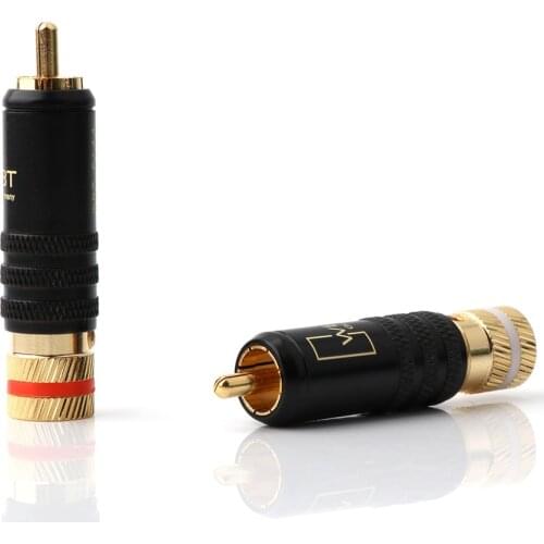 12Pcs R1730 Gold Plated RCA Male Plug Connector For DIY Audio Signal Line