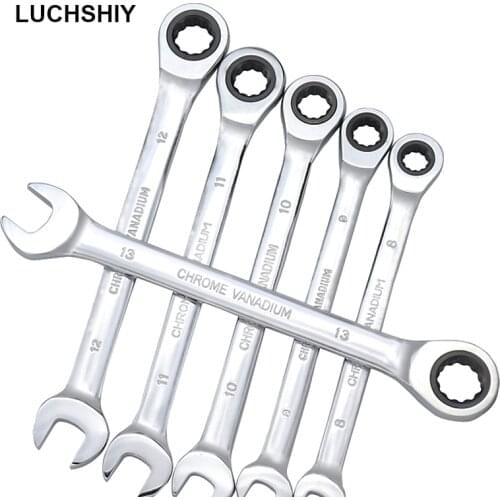 1-6 Pcs Combination Wrenches Fixed Ratchet Keys Set Wrench Universal Key Spanner Ratchet 8-13mm Repair Hand Tool Set Multitool