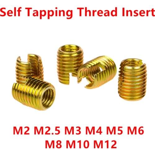 10Pcs M2 M2.5 M3 M4 M5 M6 M8 Galvanized Self Tapping insert Screw Bushing 302 Slotted Type Wire Thread Insert Nut Repair