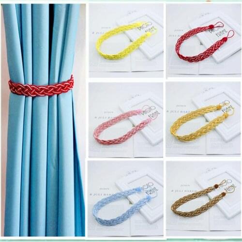 2PCS Curtain Tiebacks Window Drapery Ropes Holdbacks Home Curtain Holder Curtain Decorative Accessories Buckles Tie Rope Weaving