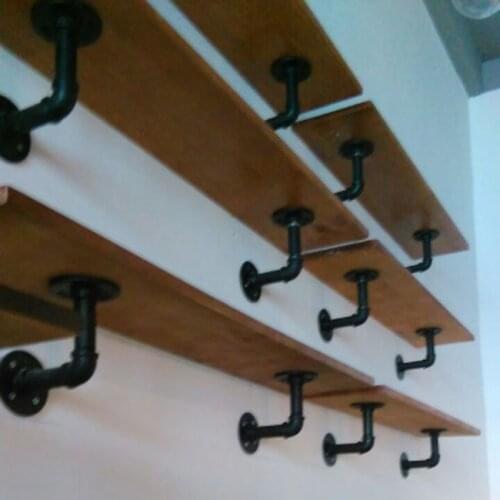 23.5 Inch American Vintage Loft Industrial Retro Water Pipe Wall Shelf Holder Stand Bathroom Accessories With Wood