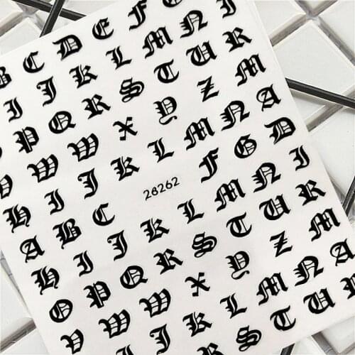 5pcs/lot3D Sticker Water Transfer Nails Sticker English Letter Little Element Nail Wrap Sticker Tips Manicure Nail Foil Transfer