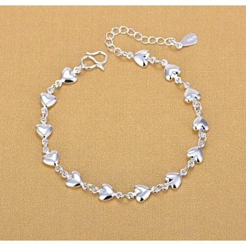 925 Silver Heart Bracelets 925 Fashion Charm Bracelets Fine Fashion Bracelet Jewelry For Woman Gift