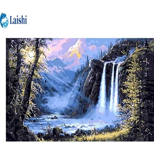 Full Square Diamond Embroidery Forest waterfall DIY Diamond Painting Diamond embroidery Cross Stitch Drill Picture of Rhinestone