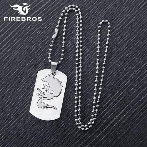 FIREBROS Free 20/24" Chain Silver Color High Polish Stainless Steel Animal Wolf Dog Tag Pendant Necklace Men Women Jewelry Gift