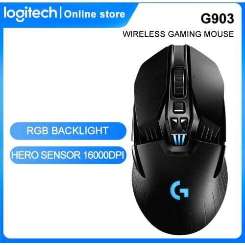 Logitech G903 Lightspeed Wireless Gaming Mouse Hero Sensor 16000DPI RGB Backlight 11 Buttons Gamer for Fortnite LOL DOTA