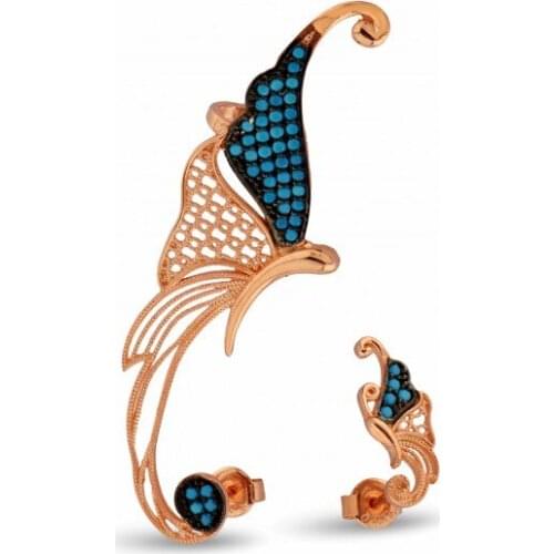 Argentum Concept-Turquoise Stone Silver Butterfly Earrings