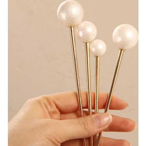 Big Small Artificial Pearl Hair Stick Sweet U-shaped Hairpin Headdress Wedding Bride Hair Accessories