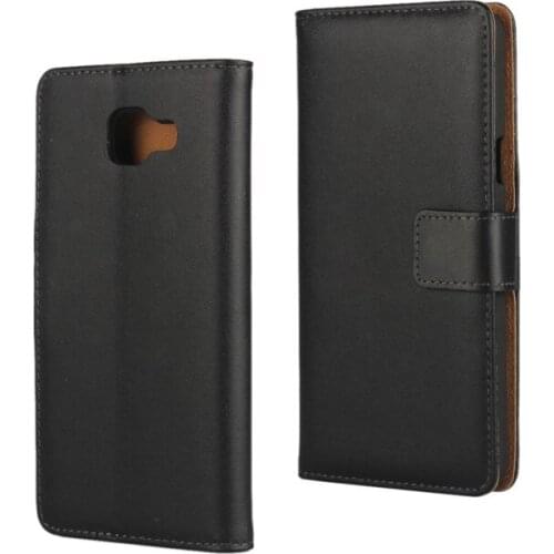 Black High Quality Genuine Leather Wallet Cover Case for Samsung Galaxy A7 2016 with Stand Function and Card Holder Phone Bag