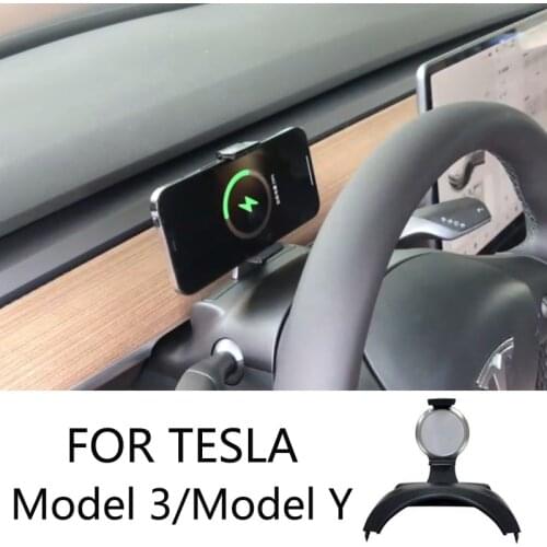 For Tesla Model 3 Model Y Car Charging Holder Mobile Phone Fast Charging Bracket 15W For iPhone 12 11 XS X XR Xiaomi