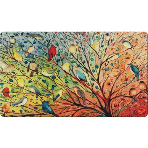 Home Garden Tree Birds 18 x 30 Inch Decorative Floor Mat Colorful Bird Branch Collage Doormat
