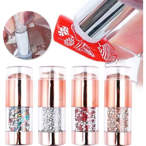 Double-ended Silicone Nail Stamper Stamping Plate Jelly Crystal Handle with Cap Nail Art Stamp Image Stencil Scraper Tools