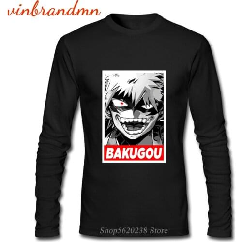 Anime My Boku no Hero Academia Katsuki Bakugou Print T Shirt Long Sleeve Cotton TShirt Funny Design For Men Clothing dropshiping