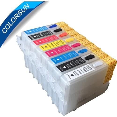TOPPARTS 8 color R1800 R800 cartridge empty refillable ink cartridges for epson R800 R1800 with ARC chip T0540 - T0549 cartridge