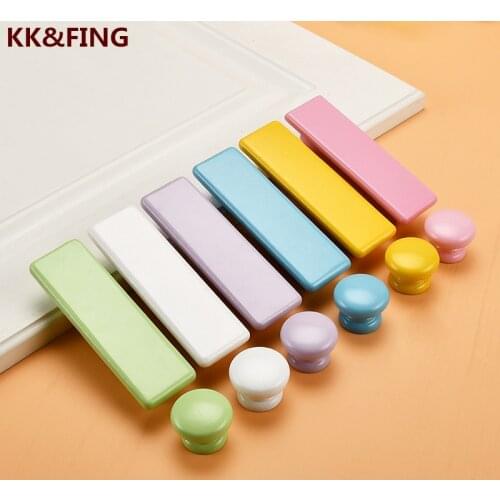 KK&FING Multicolor Childrens Solid Wood Handle Cute Baby Room Cabinet Pulls Cabinet Wardrobe Door Knob Furniture Hardware