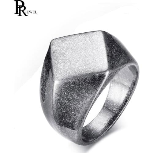Vintage Stainless Steel Rhombus Cut Casting Simple Biker Ring Band for Men Boy Size 8 9 10 11 12