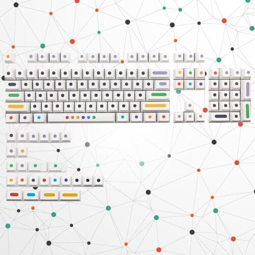 128-key White Dot Keycap PBT Dye Sublimation Original High Mechanical Keyboard Keycap for MX Switch Cross Shaft Keyboard Caps