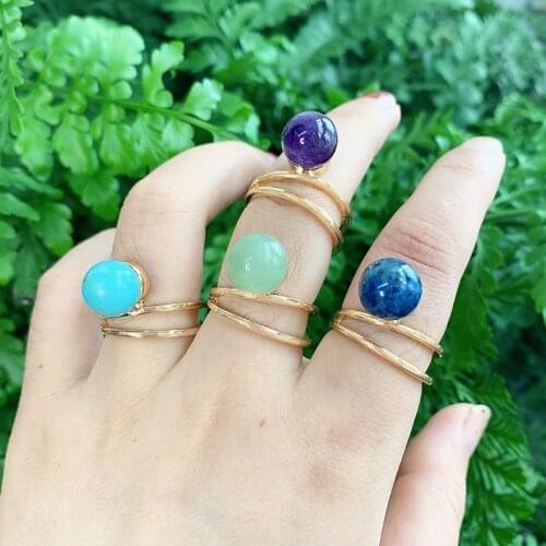 KOMi Metal Pearl Natural Stone Inlaid Single Rings for Women Small Round Stone Knuckle Rings Jewelry Cincin One Size US 7 K4215
