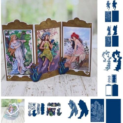 Beautiful Girl Flower Metal Cutting Dies for DIY Scrapbooking Crafts Dies Cut Stencils Maker Photo Album Template Hanato Big Die