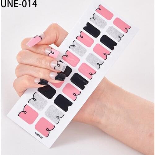 Lamemoria 22 Tips/Sheet Solid and Patterned Nails Nail Wraps DIY Designer Nail Decals Nails Art Decoration Nail Sticker Set