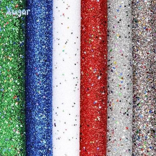 Xugar 22*30cm Fine Glitter Star Sequin Faux Synthetic Leather Sheet ,for Christmas Wallpaper Covering for Bags Shoes Haibows DIY