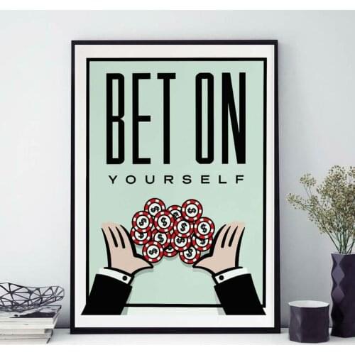 MT235 Alec Monopoly Art Bet on Yourself Quote Artwork Wall Art Picture Canvas Painting Poster Prints Living Bedroom Home Decor