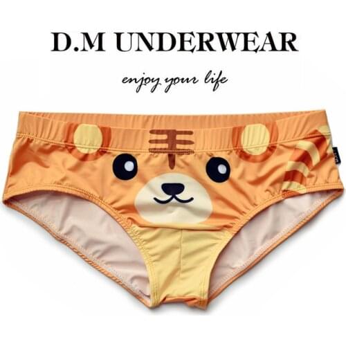 Fashion Gay Male Animal Panda Pattern Briefs Black Blue white Red Personality Mens Underwear Youth Low Waist Sexy Boyshort