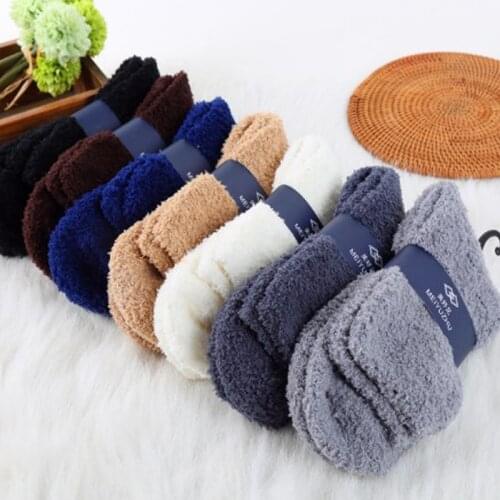 1pair Soft Cozy Cashmere Velvet Socks multi-Colors Male Female Winter Warm Sleep Bed Floor Home Socks Unisex Casual Wearing