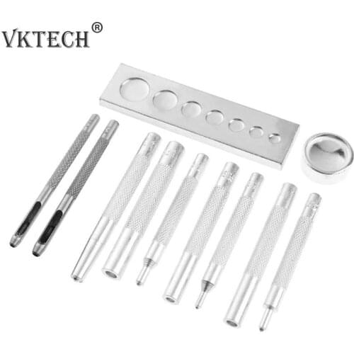 11pcs/set Metal Leather Tools for Leather Hole Punches Snap Fastener Installation Kit Rivet Setter Base Leather Tool Kit