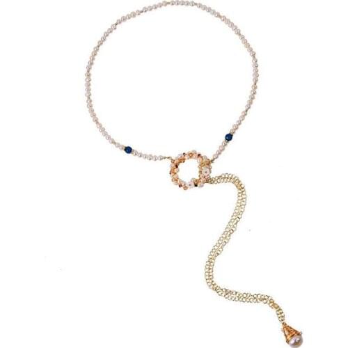 Natural Freshwater Pearl Choker Necklace Long Tassel Pendant Necklaces Collar Bib For Women Party Jewelry Handmade Elegant Gift