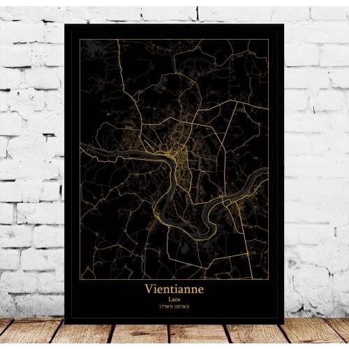 Vientianne Laos Map Poster
