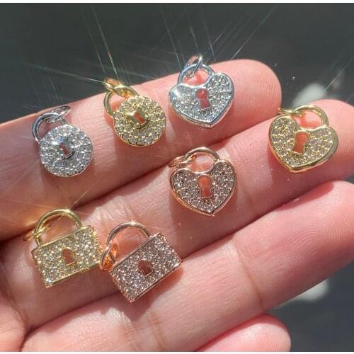 Lock Heart Charms for Jewelry Making Supplies Gold Design Charms Charm Diy Earring Bracelet Necklace Copper Accessories