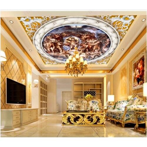 Custom ceiling wallpaper 3d ceiling murals wallpapers Large-scale European character classical pattern zenith mural wall papers