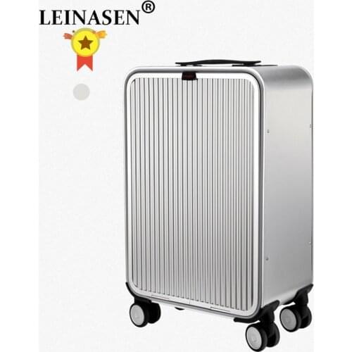 LEINASEN 20" 24" inch aluminium suitcase TAS LOCK 100% spinner business trolley luggage bag on wheel