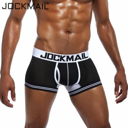 JOCKMAIL Brand Boxer Men Underwear Sexy Mesh U Pouch Underpants Cueca Cotton Pants Trunks Boxershorts Male Panties Gay Underwear