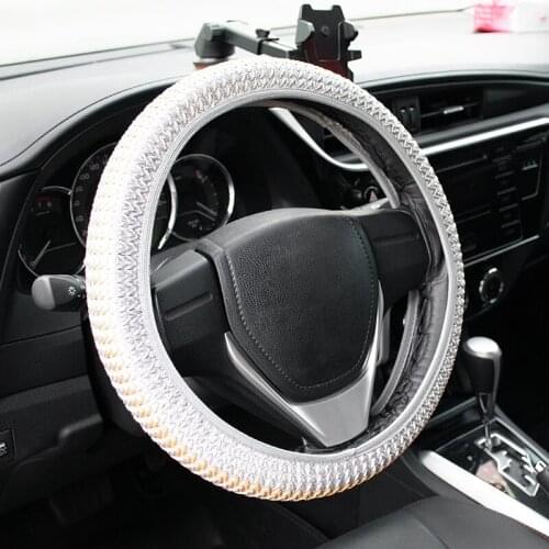 38cm Ice Silk Cool Car Steering Wheel Cover Breathable Sandwich Fabric Universal Steering Wheel Protector Covers