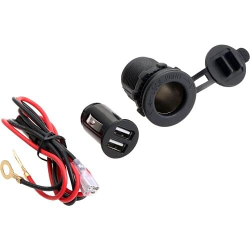 Universal 12-24V Motorcycle Dual USB Mobile Phone Power Supply Charger Auto Power Adapter Car Cigarette Lighter Port Socket 3.1A