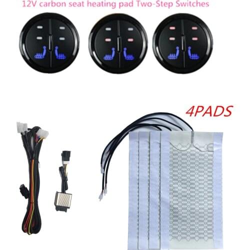 2 Seats 4 Pads Universal Carbon Fiber Heated Seat Heater 12V mats 2 Dial round seat Warmer interior Covers for car accessory