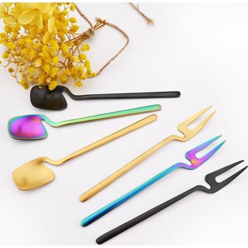 Matte 304 Stainless Steel Fruit Forks and Teaspoon Small Size Pickle Forks Salad Dessert Cake Forks Tableware for Banquet Party