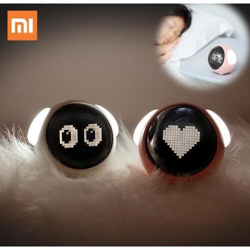 Youpin Xiaomi Cute Expression Alarm Clock Multi Function Digital LED Voice Controlled Light Bedside Thermometer Clock For Home